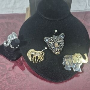 Vintage Animal Brooch Collection in Gold and Silver